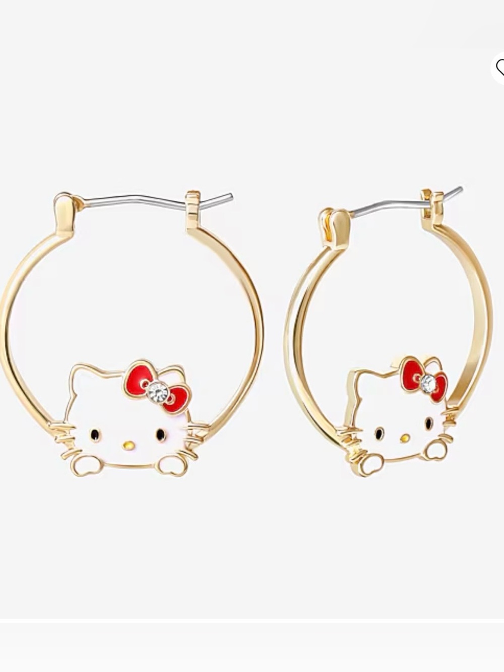 Sanrio | Hello Kitty Gold-Plated Crystal Red Bow Hoop Earrings